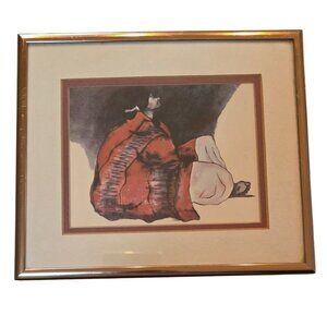 R.C. Gorman "Night" Framed Art Print Signed 7x8 Inches Gold Frame